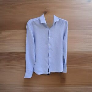 Hugo Boss Bottom Down Silk Shirt Cotton Slim fit 42 16 1/2 French Cuffs Designer